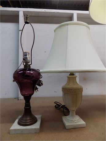 Mid -Century Purple Glass Table Lamp