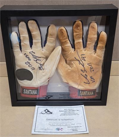 Carlos Santana Game Used Autographed Batting Gloves