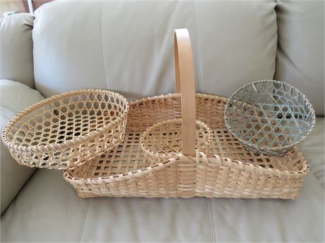 4-Piece Hand Crafted Basket Lot