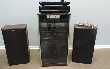 Sony Stereo Cabinet / Sony Speakers / CD Changer / Amplifier