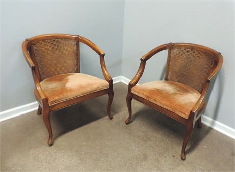 Pair of Solid Wood Cane Back Chairs