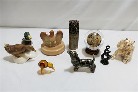 FENTON, GOEBEL, Chinese Seal Stone & a Kura Twist Statue Decoratives Collection
