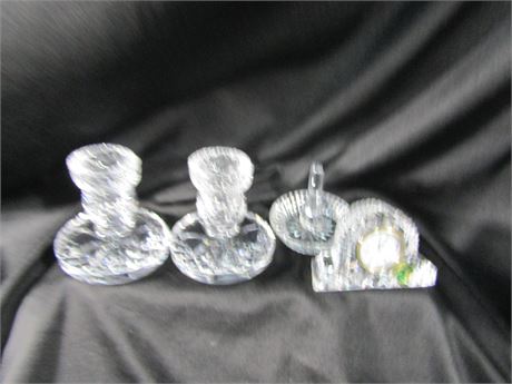 Waterford Crystal Candle Holders, Ring Stand and Clock