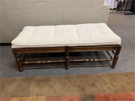 Wooden BENCH With Upholstered  Neutral Cushion