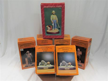 7 Emmett Kelly Jr. Professional Series Ceramic Figurines with Boxes