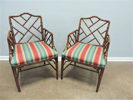 Bamboo Style Upholstered Accent Chair Set
