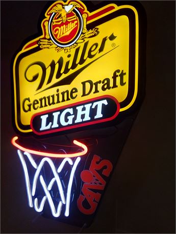 Miller MGD Neon Beer sign with Cleveland Cavs Retro Orange insignia