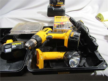 DeWalt Tool Set, Battery Charger, Tools, and Drill Pits,14.4 V