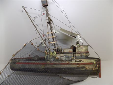 Signed Curtis Jere Fishing Boat