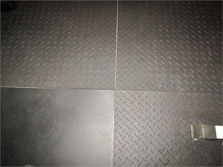 Rubber Gym Floor Mats, (3) Piece- in Black