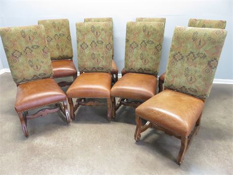 8 Leather Seat High Back Dining Chairs