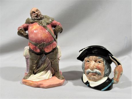 2 Vintage Royal Doulton Figurine/Toby Mug - Falstaff & Sancho Panca