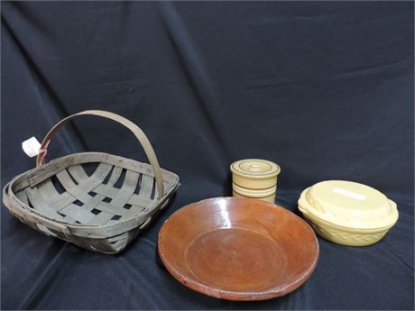 Vintage Clay Ceramic Bakeware and Bowls