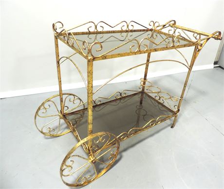 Gold Tone Metal Serving Cart