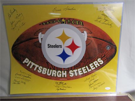 Pittsburgh Steelers Multi Signed Color Logo Sign, Autographed by Legends & COA