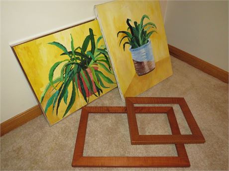 Acrylic Paintings w/Tiger Maple Frames