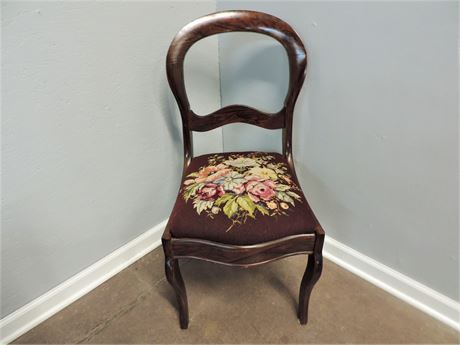 Antique Victorian Mahogany Needlepoint Chair