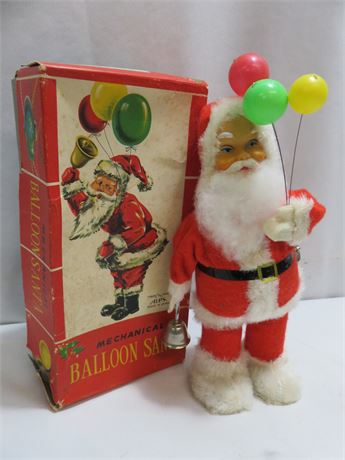 Vintage Mechanical Balloon Santa Wind-Up Toy