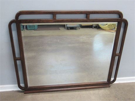 Large Wood Framed Mirror with Beveled Glass