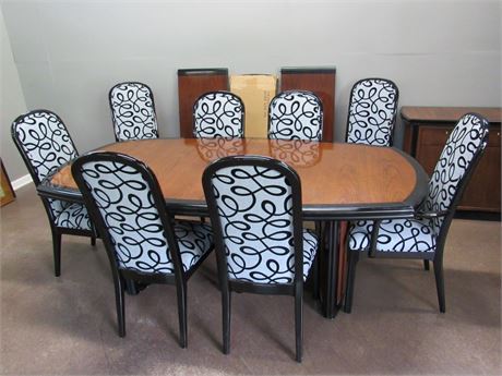 Century Furniture Contemporary/Modern Dining Table with 8 Chairs and 2 Leaves
