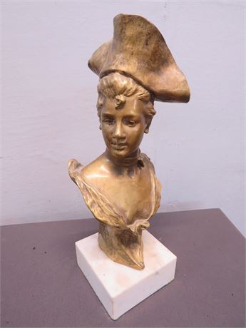 Art Nouveau Brass Bust 'Theresa' by Georges van der Straeten