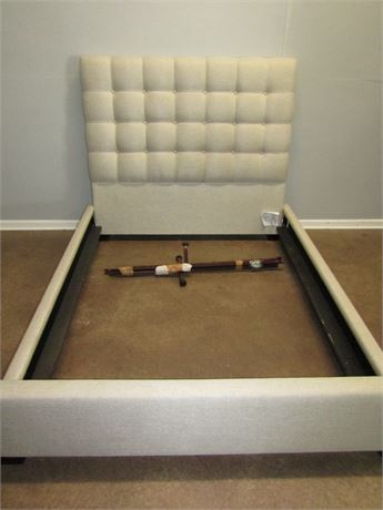 Full Bed Frame, with Squared Cushion Head Board