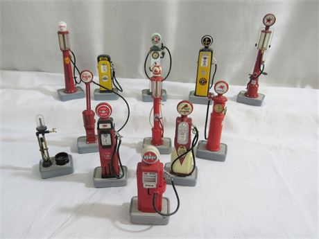 12 Miniature Diecast Model Gas Pumps