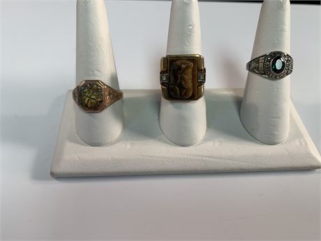 10KT GOLD RINGS , Featuring, Vintage Cameo Gold Centurion Hematite Art Ring