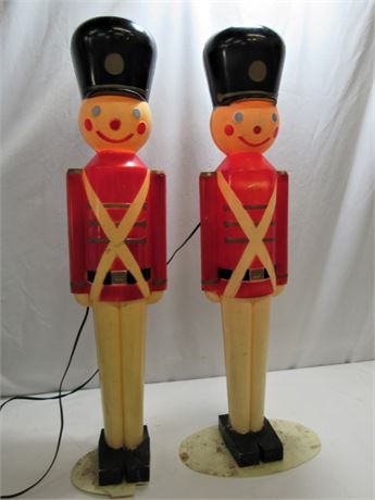 2 Vintage Empire Hard Plastic Blow Mold Toy Soldiers