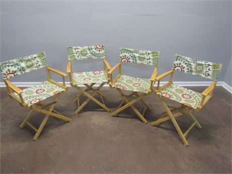 Director Style Wooden Chairs, with Multi-Color Fabric