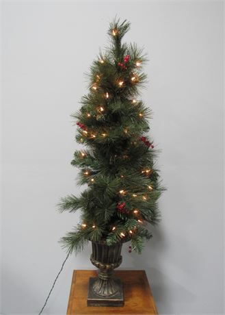 4' Potted Pre-lit Faux Pine Christmas Tree