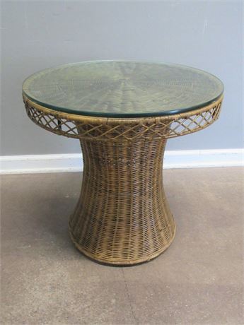 Wicker Table with Protective Glass Top
