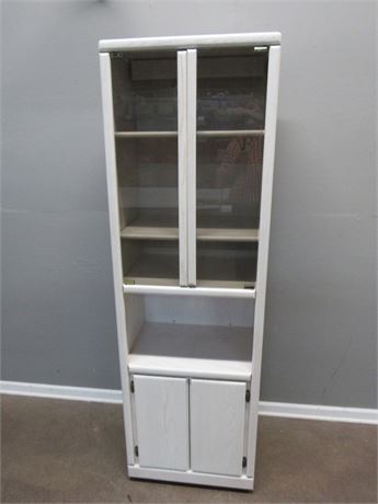 Tall Lit Display/Storage Cabinet on Casters - Smoke Colored Glass