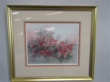 Signed Floral Lithograph
