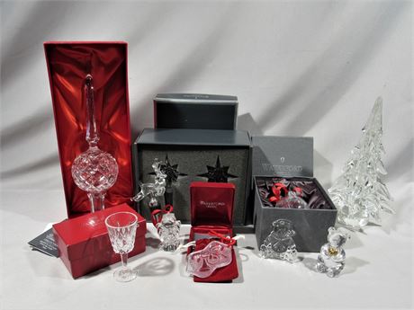 11 Piece Christmas/Holiday Glass/Crystal Lot - including Waterford