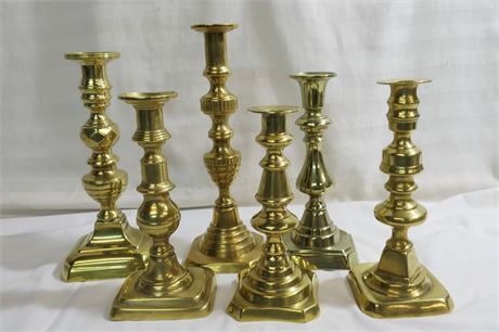 Brass Plated Candle Stick Holders - Lot of 6