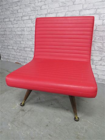 CHROMCRAFT Mid-Century Rolled Vinyl Swivel Chair