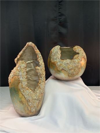 Sculpted Rock Look Ceramic Vases