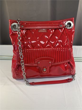 Coach Red Leather Quilted Patented Leather Bag