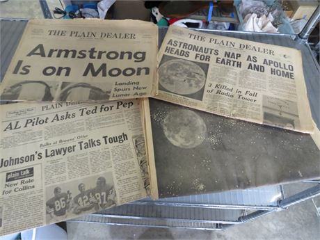 1969 Plain Dealer Lunar Landing Newspapers