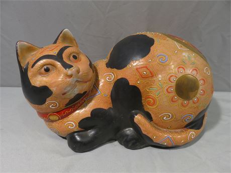 Japanese Moriage (Kutani?) Cat Figurine