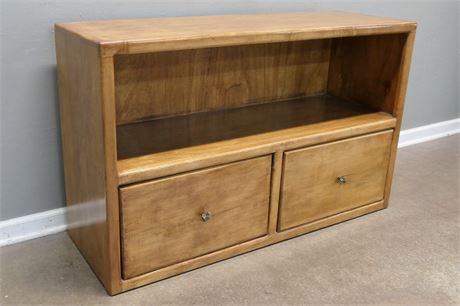 Console with open shelf and drawers