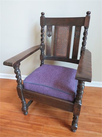 Victorian Style Caned Oak Barley Twist Arm Chair