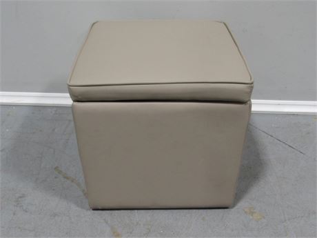 Cube Foot Stool w/ Storage - Upholstered/Vinyl
