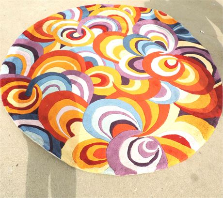 NEW WAVE Round Multi-Color Area Rug