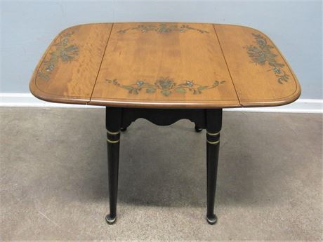 Drop-Leaf Side Table with Stenciled Top