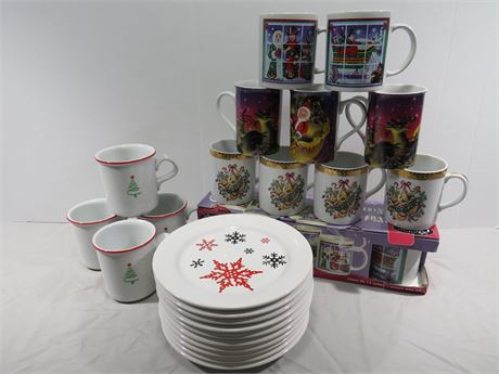 Ceramic Christmas Coffee Mugs & Plates