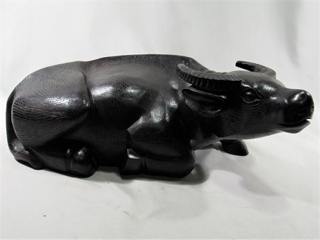 Large Carved Wood Water Buffalo