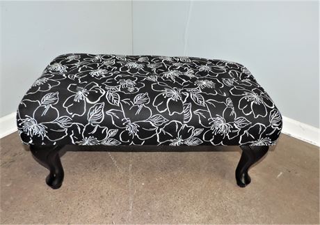 Black Upholstered Button Tufted Stool / Ottoman