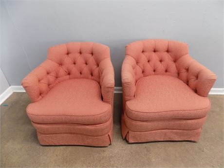 Pink Tufted Club Chairs